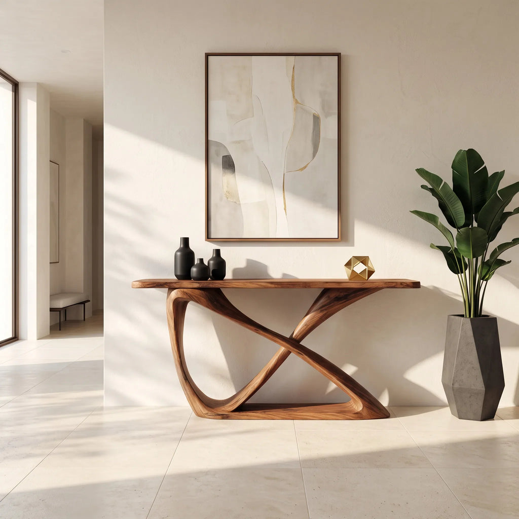 Contemporary Sculptural Curved Console Table For Hallway