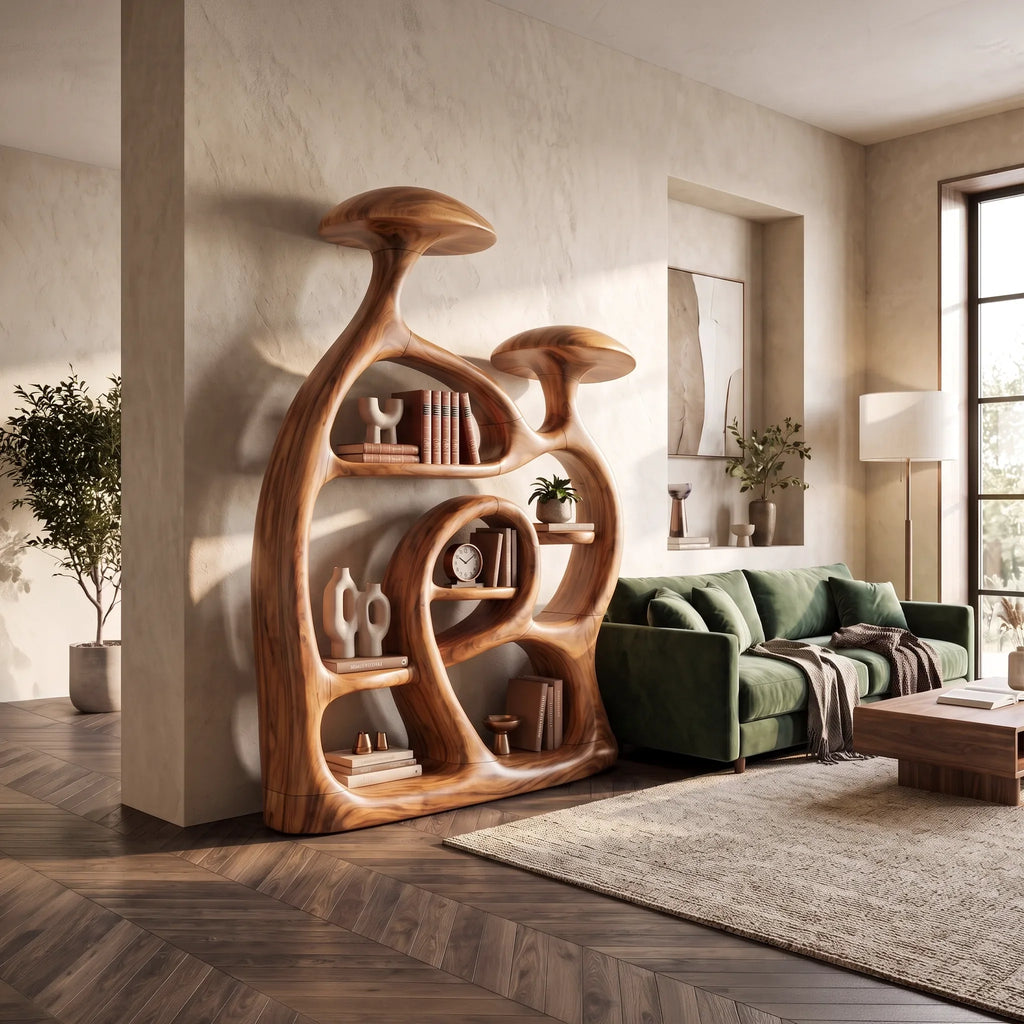 Minimalist Freestanding Mushroom Bookshelf Modern Home Office