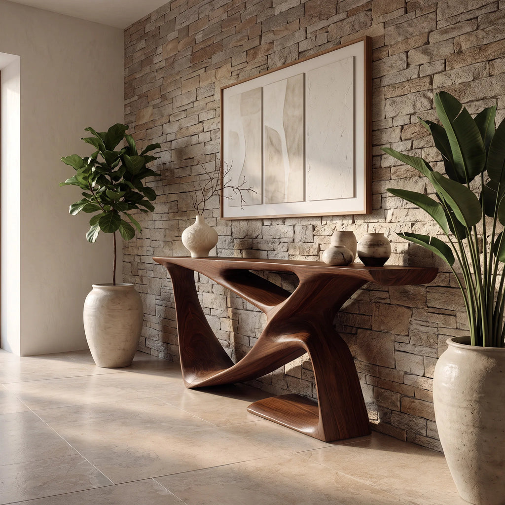 Organic Modern Sculptural Console Table For Contemporary Entryway