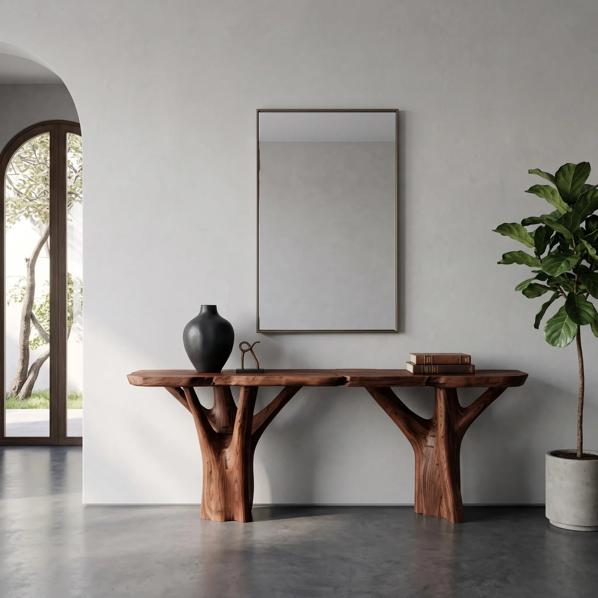 Live Edge Branch Console Table For Modern Hallway