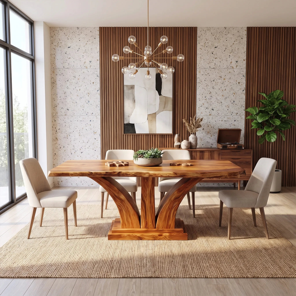Urban Dining Table Rectangle Dining Room Table Sculptural Pedestal For Apartment Dining Room