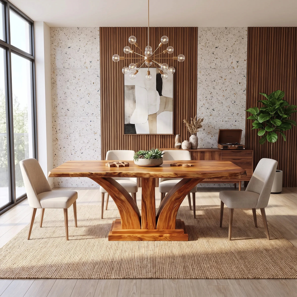 Urban Dining Table Rectangle Dining Room Table Sculptural Pedestal For Apartment Dining Room
