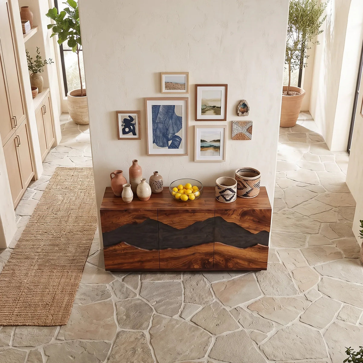 Contemporary Live Edge Buffet Cabinet Living Room