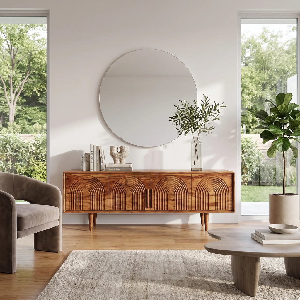 Refined Sideboard Cabinet Dining Sideboard Buffet Cabinet Arch Carving For Dining Room
