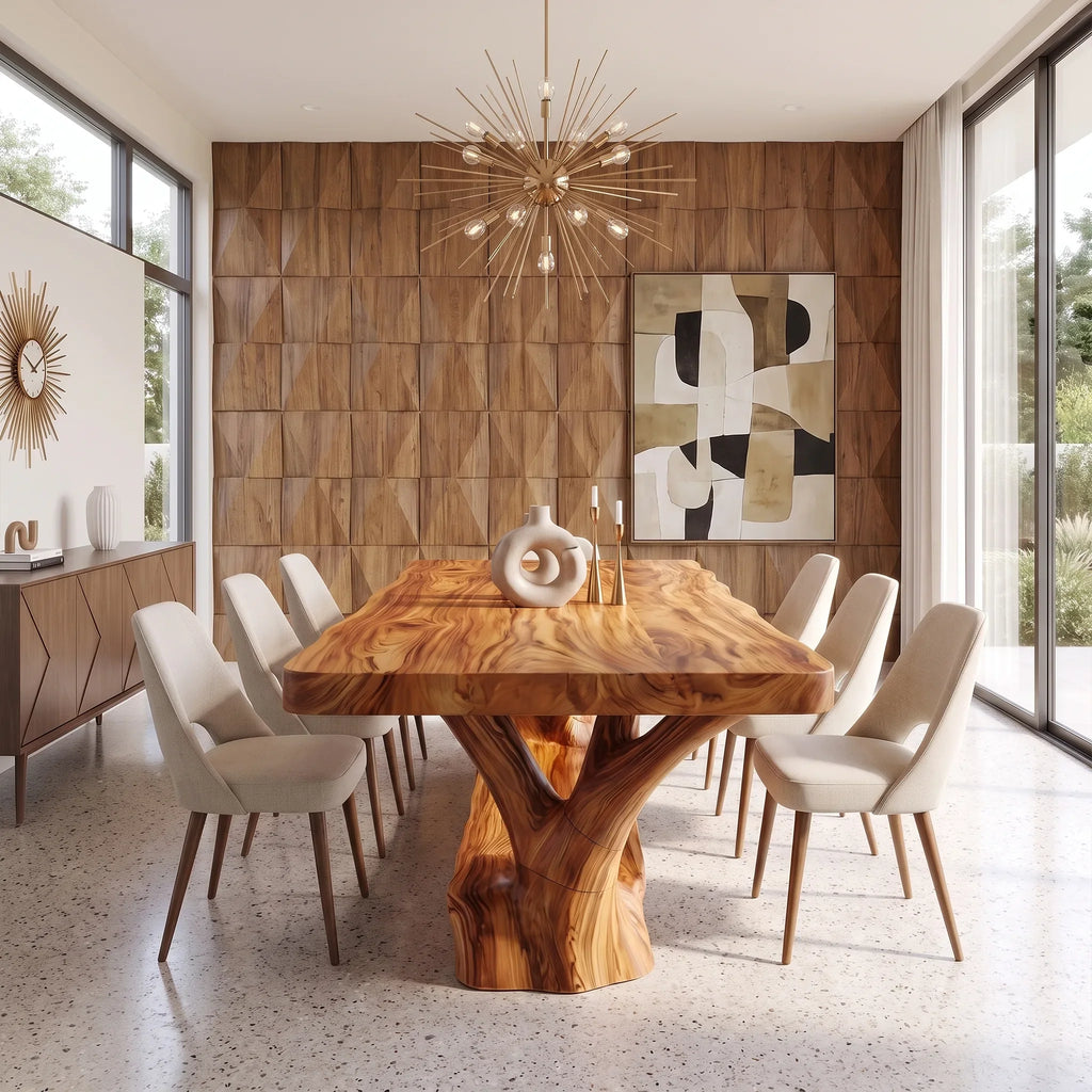 Artistic Dining Table Rectangle Wood Dining Room Table Curved Base For Dining Room