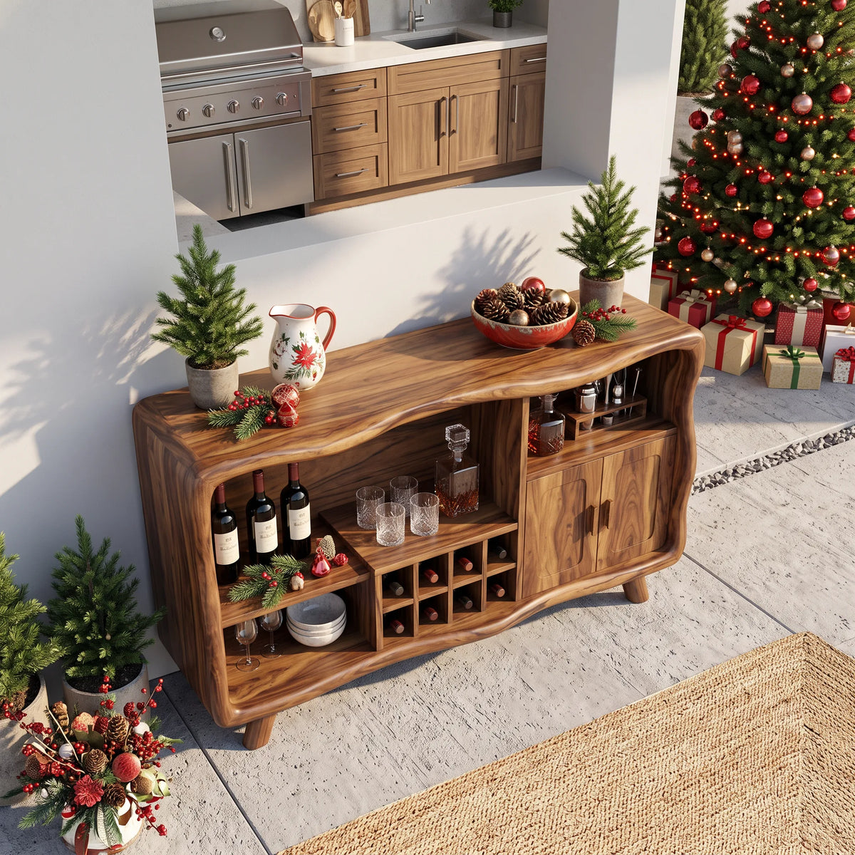Organic Modern Christmas Bar Cabinet Living Room