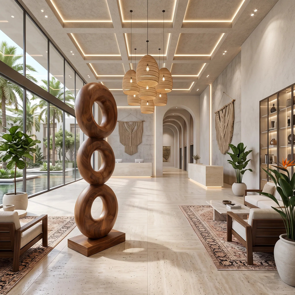 Organic Modern Wooden Sculpture For Rooftop Terrace Decor