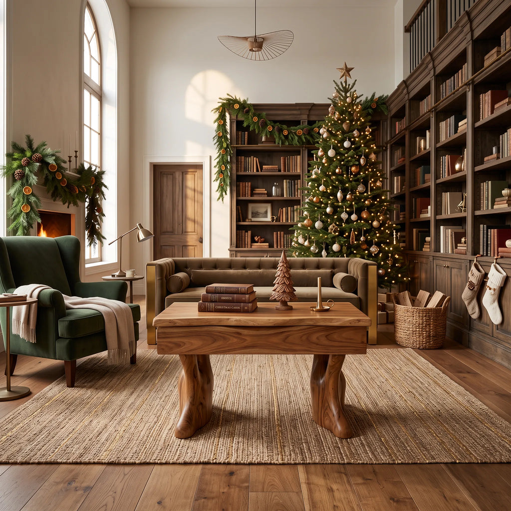 Rustic Christmas Lift Top Coffee Table Cozy Living Room