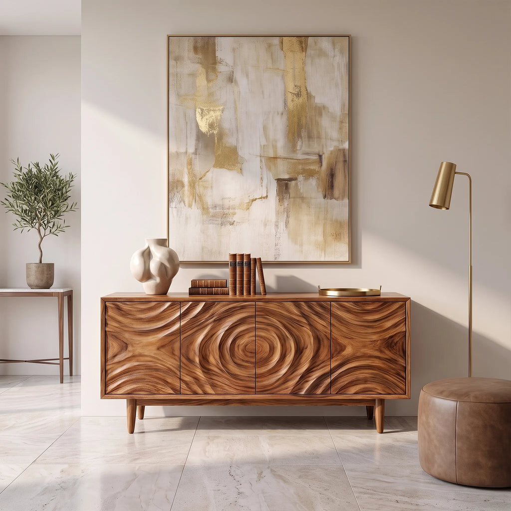 Warm Sideboard Dining Room Sideboard Cabinet Buffet Cabinet Circular Relief Doors For Dining Room