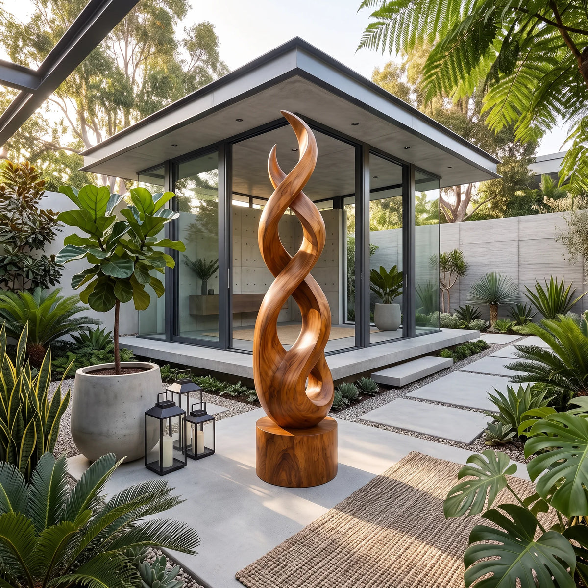 Organic Modern Wooden Sculpture For Luxury Entryway Decor