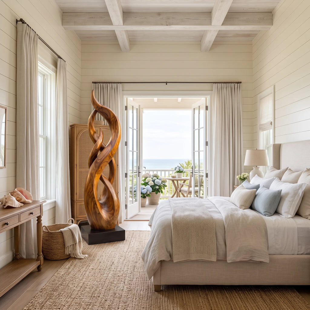 Rustic Abstract Wood Sculpture For Elegant Living Room Decor