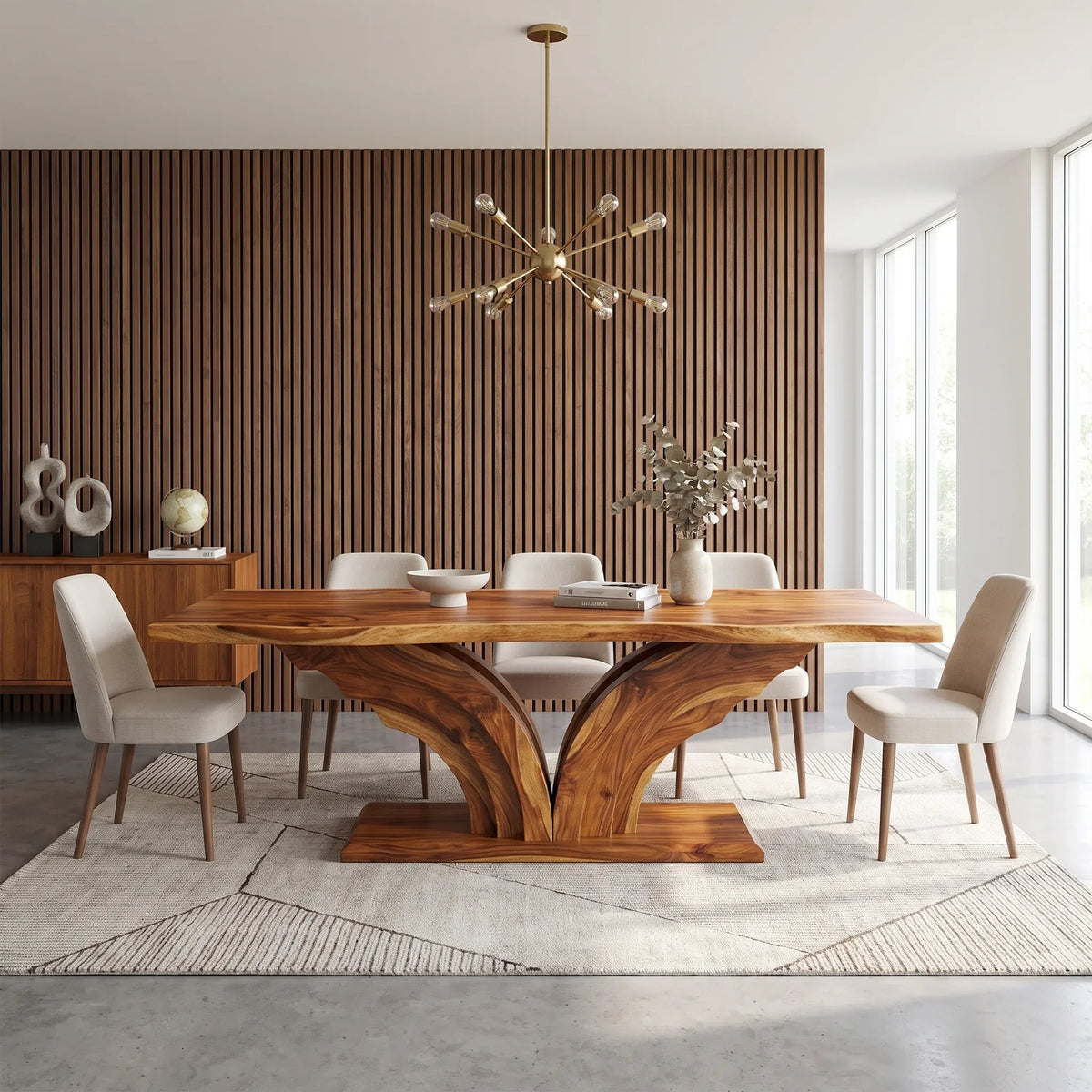 Refined Dining Table Rectangle Dining Table Wooden Dining Table Loop Base For Dining Room