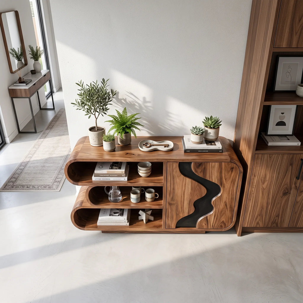 Organic Modern Sculptural Sideboard Cabinet Living Room