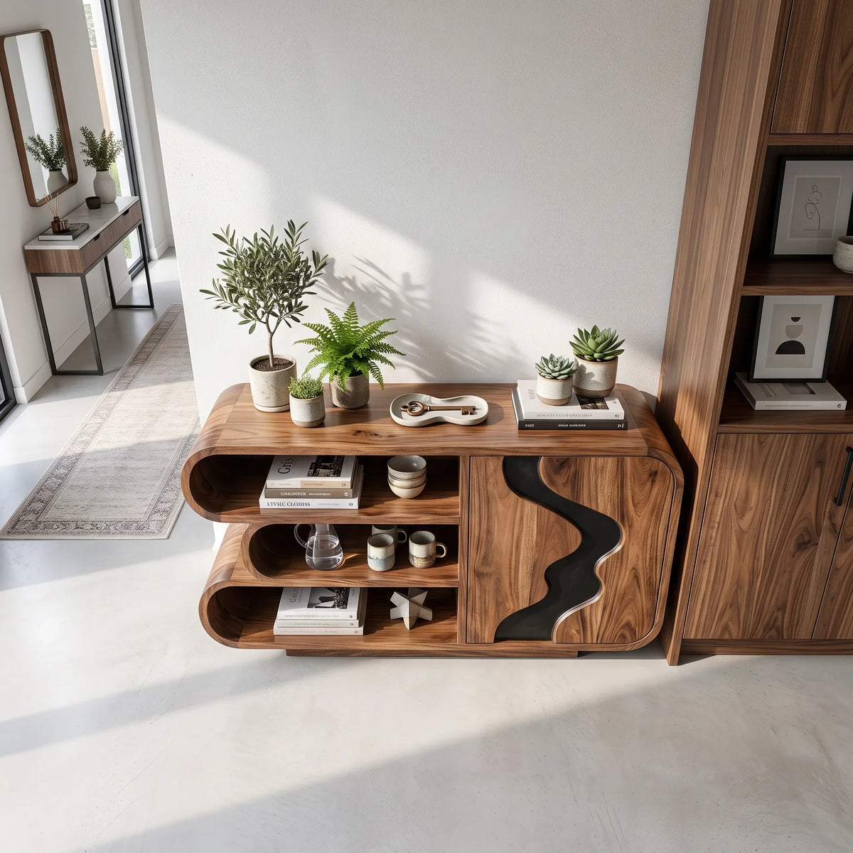 Organic Modern Sculptural Sideboard Cabinet Living Room