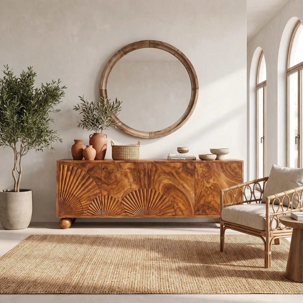Graceful Sideboard Dining Sideboard Cabinet Buffet Cabinet Fan Carved Front For Dining Room