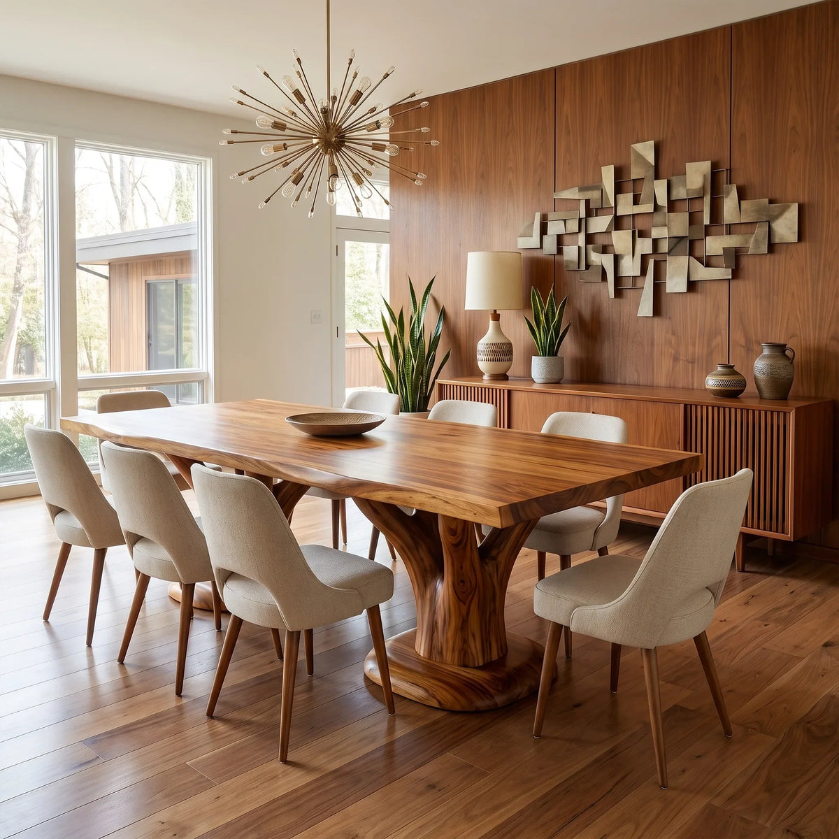 Airy Dining Table Rectangle Dining Table Wooden Dining Table Tree Base For Dining Room