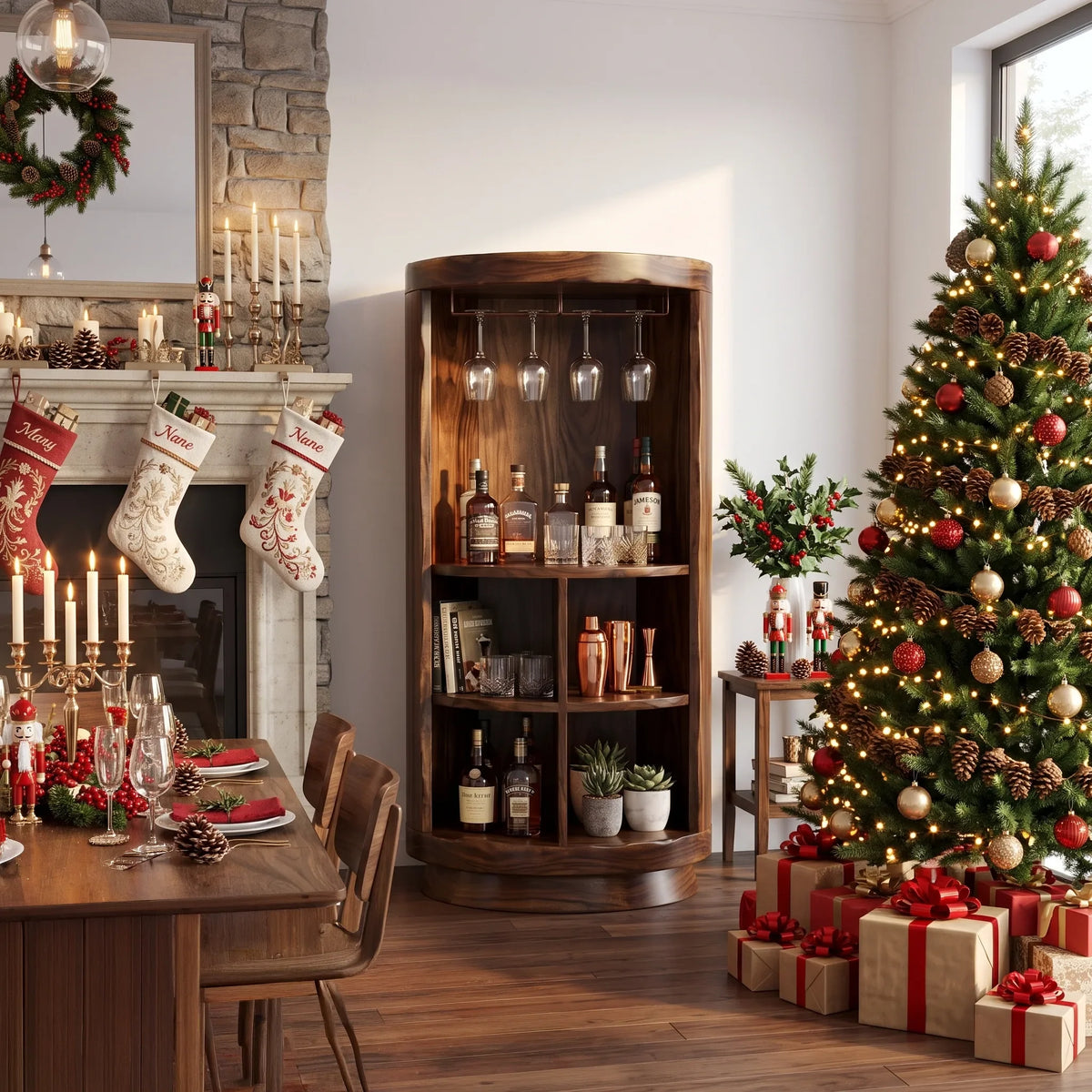 Mid Century Christmas Liquor Cabinet Living Room